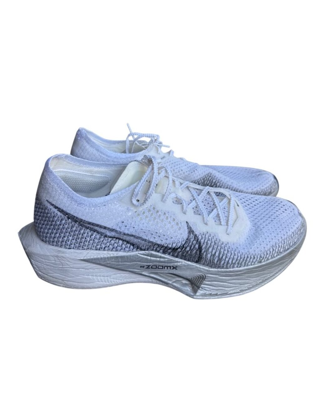 Nike ZoomX Vaporfly 3 Mens 12.5 White Gray Running Shoes DV4129-100